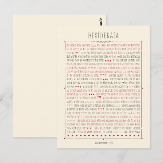 Desiderata Inspirerend gedicht Briefkaart (Voorkant / Achterkant)