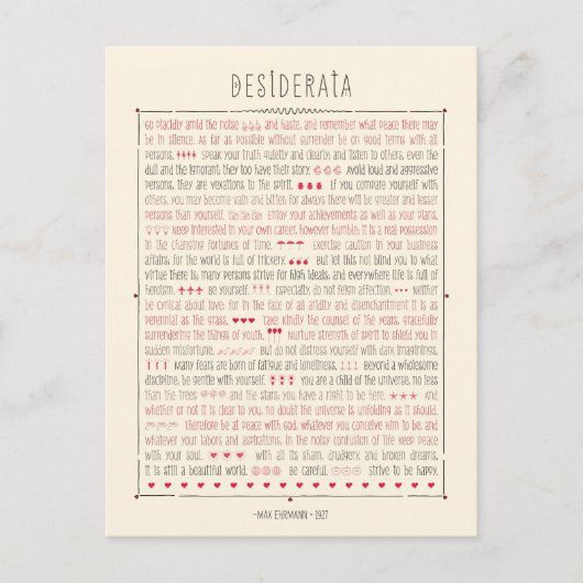 Desiderata Inspirerend gedicht Briefkaart (Voorkant)
