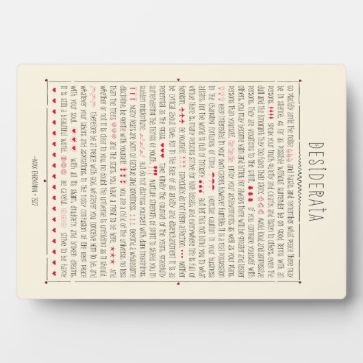 Desiderata Inspirerend gedicht Fotoplaat (voorkant)