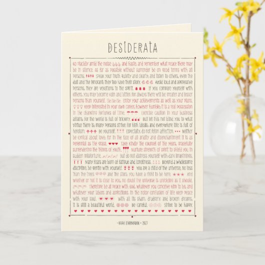 Desiderata Inspirerend gedicht Kaart (Gele Bloem)