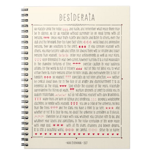 Desiderata Inspirerend gedicht Notitieboek (Voorkant)