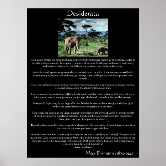 Desiderata is een kudde olifanten in afrikaanse Po Poster (Voorkant)