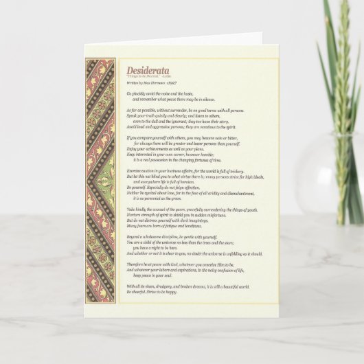 DESIDERATA-Kaart Feestdagen Kaart (Voorkant)