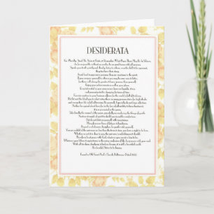 DESIDERATA-kaart=Floral Feestdagen Kaart