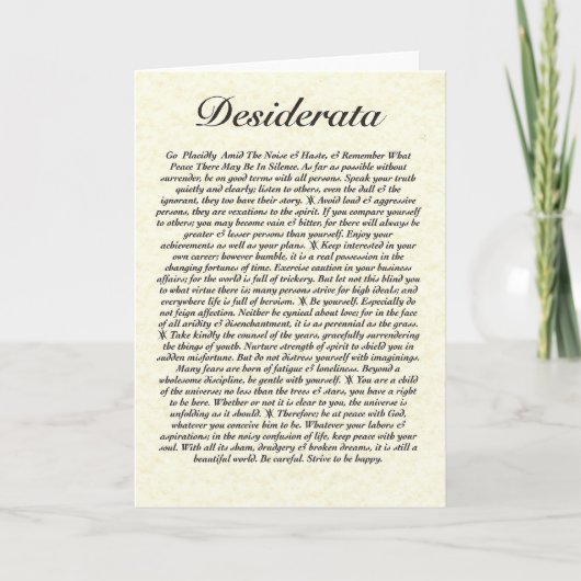 DESIDERATA-Kaart Kaart (Voorkant)