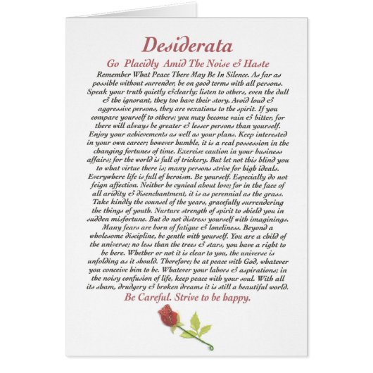 DESIDERATA-kaart=Roos (Voorkant)