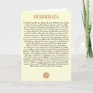 DESIDERATA-kaart=Sunburst Feestdagen Kaart