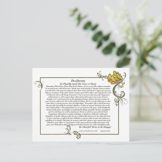 DESIDERATA Kaart van Max Ehrmann-Autumn Leaves (Staand voorkant)