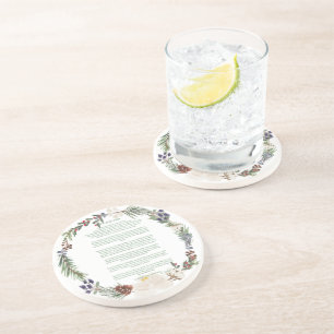 Desiderata Kerstkrans Groene tekst Zandsteen Onderzetter