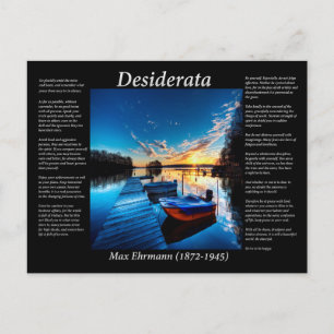 Desiderata kleine boten die aan een dok op het zee briefkaart