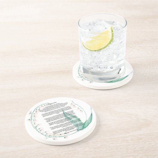 Desiderata Krans van Lelie van de Vallei Zandsteen Onderzetter (Zijkant)