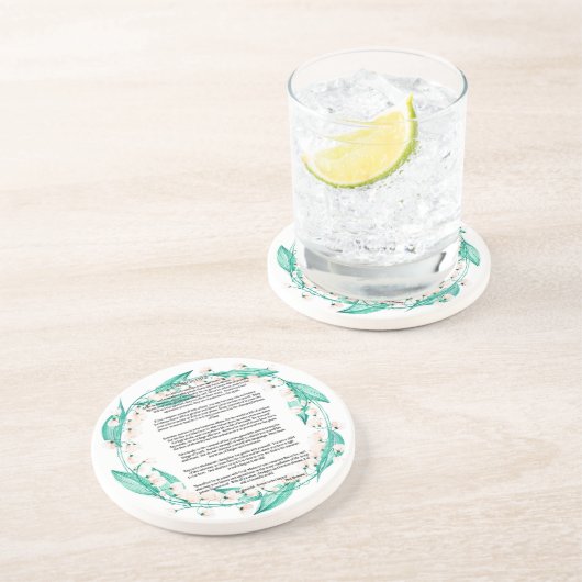 Desiderata Krans van Lelie van de Vallei Zandsteen Onderzetter (Zijkant)