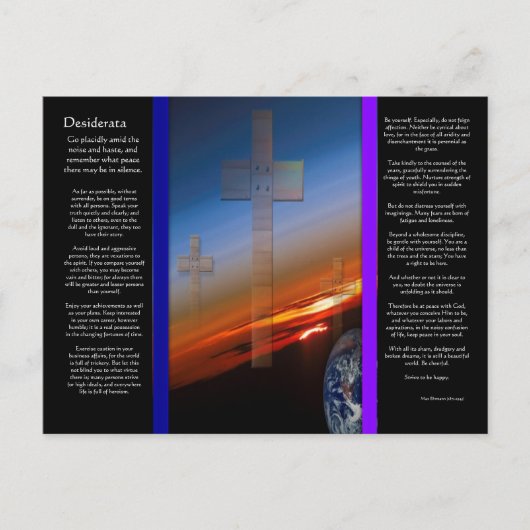 DESIDERATA kruist boven het Briefkaart (Voorkant)