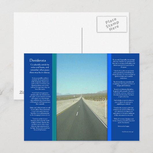 DESIDERATA Long Road Briefkaart (Voorkant / Achterkant)