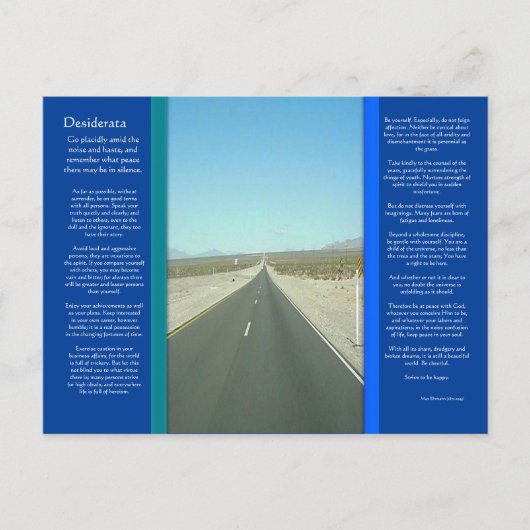 DESIDERATA Long Road Briefkaart (Voorkant)