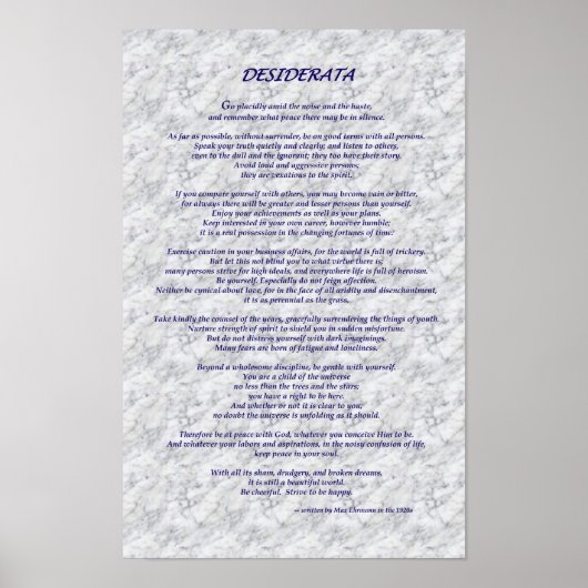 Desiderata Marble Poster (Voorkant)