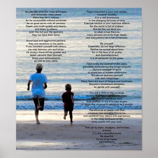 Desiderata Max Ehrmann Go werkloos Poster (Voorkant)