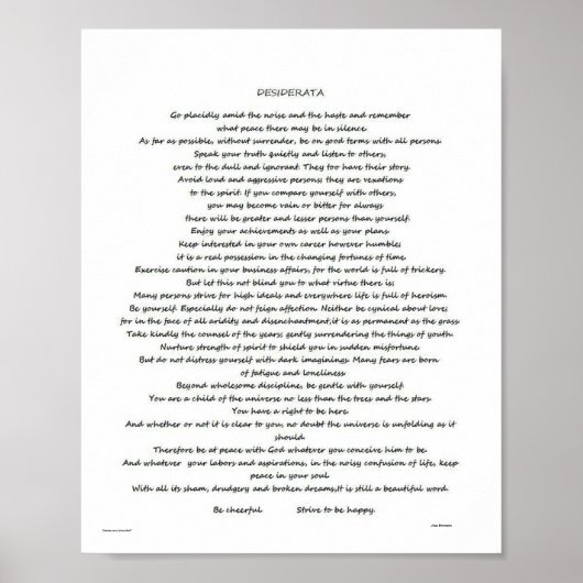 DESIDERATA MAX EHRMANN POSTER (Voorkant)