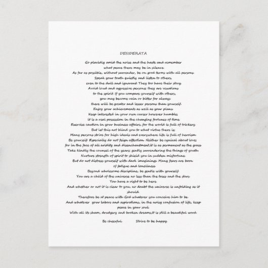 DESIDERATA MAX ERHMANN BRIEFKAART (Voorkant)