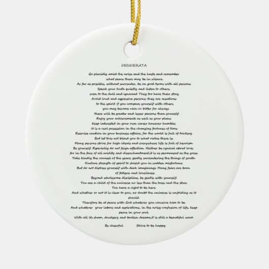 DESIDERATA MAX ERHMANN ORNAMENT (Voorkant)