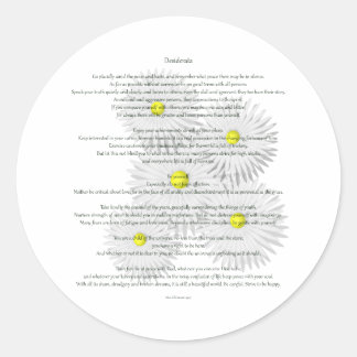 Desiderata met Daisies Ronde Sticker
