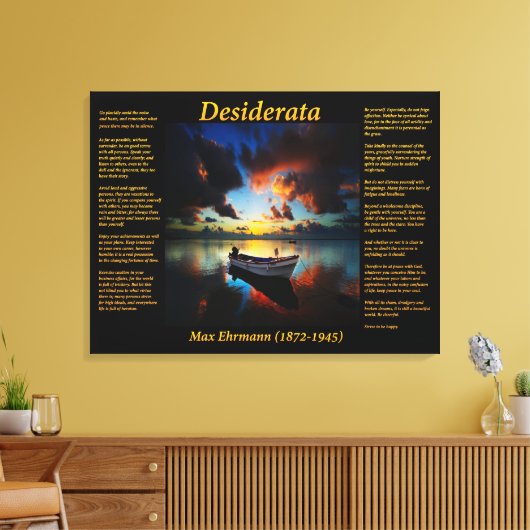 Desiderata met eenzame boot en oceaan canvas afdruk (Insitu (Woonkamer))