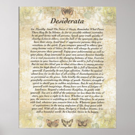 DESIDERATA MET Fijne Butterflies Poster (Voorkant)