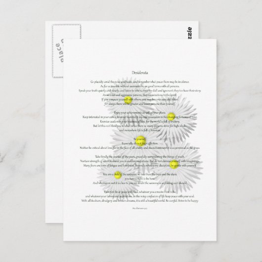 Desiderata met madeliefjes briefkaart (Voorkant / Achterkant)