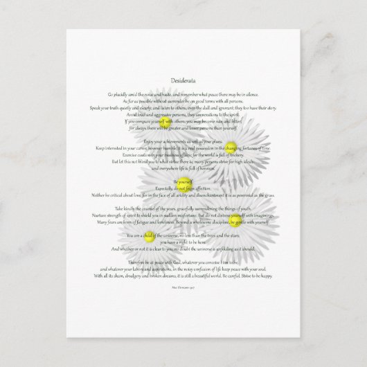 Desiderata met madeliefjes briefkaart (Voorkant)
