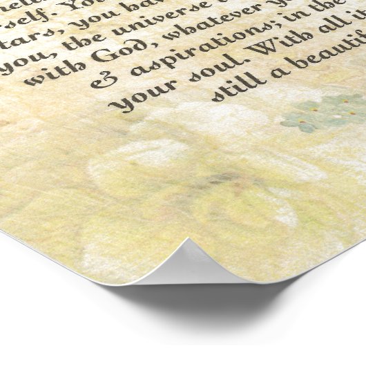 DESIDERATA met zorgvuldige botervliegen Poster (Hoek)