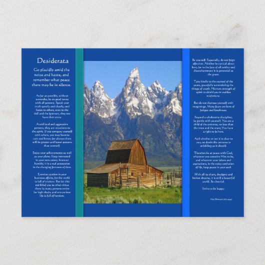 DESIDERATA Mountain Cabin Briefkaart (Voorkant)