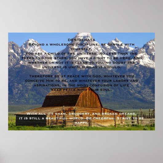 DESIDERATA Mountain Cabin Posters (Voorkant)