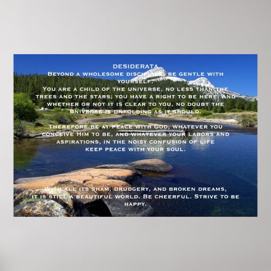 DESIDERATA Mountain Lake Posters (Voorkant)