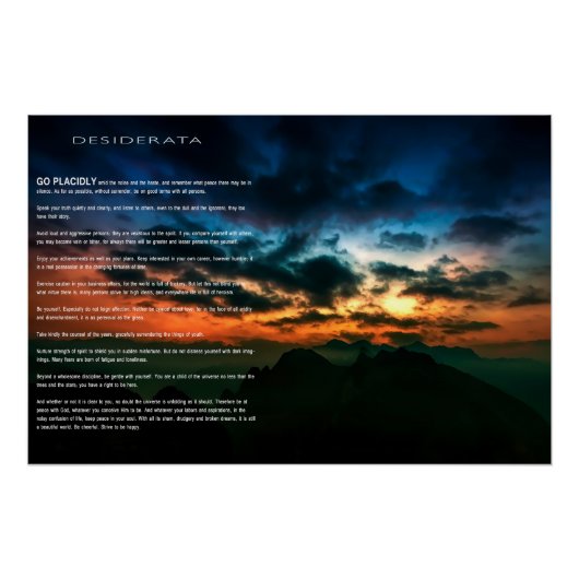 DESIDERATA Mountain Sunset Perfect Poster (Voorkant)