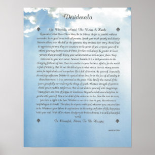 DESIDERATA, nauwkeurige wolken Poster
