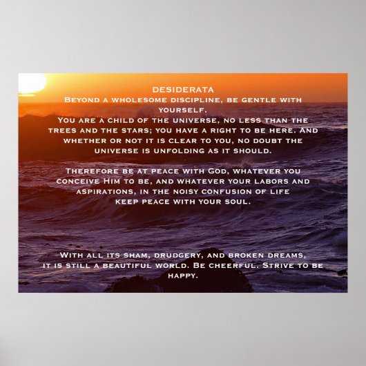 DESIDERATA Ocean Sunset Posters (Voorkant)