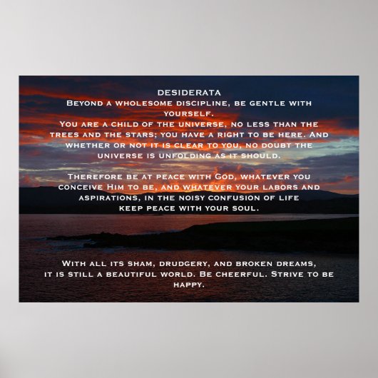 DESIDERATA Ocean Sunset Posters (Voorkant)