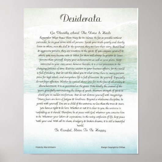 DESIDERATA Ocean Wave Poster (Voorkant)