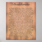 DESIDERATA on Wood Plank Poster (Voorkant)
