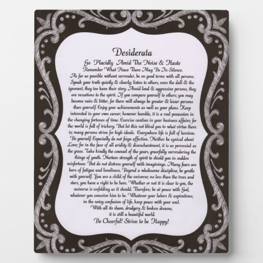 Desiderata op Blackboard Chalk Board Fotoplaat (Voorkant)