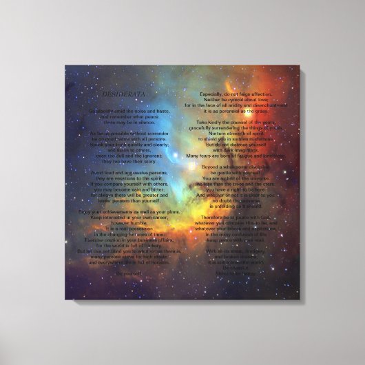 Desiderata op de Galaxy Pleiades Canvas Afdruk (Voorkant)