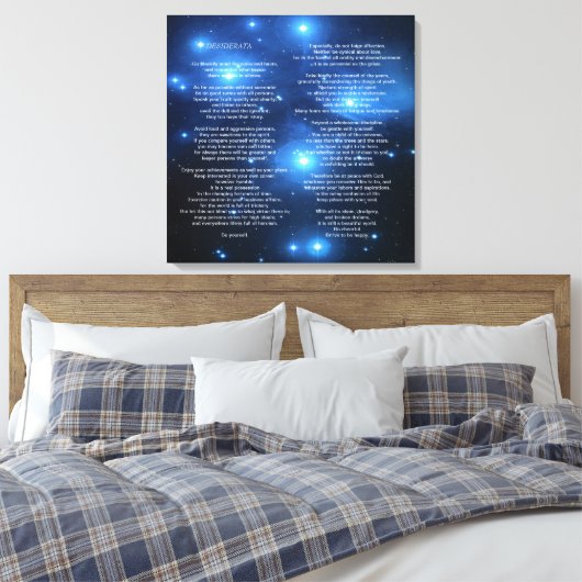 Desiderata op de Galaxy Pleiades Canvas Afdruk (Insitu (Slaapkamer))