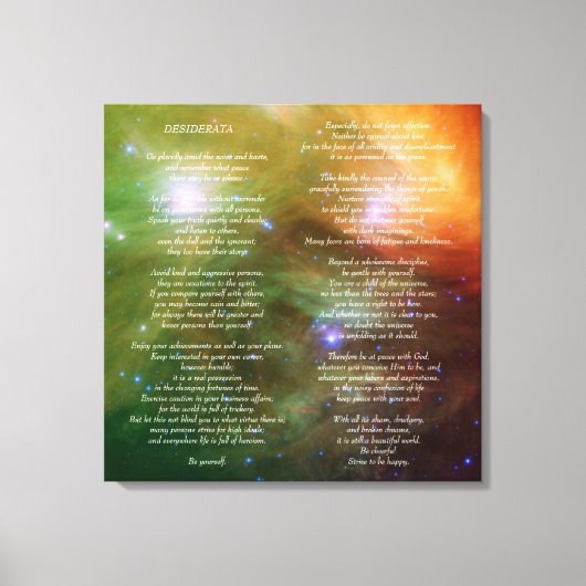 Desiderata op de Galaxy Pleiades Canvas Afdruk (Voorkant)