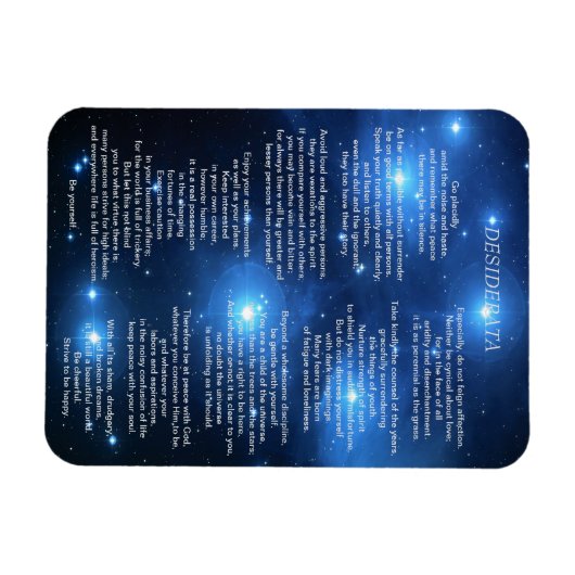 Desiderata op de Galaxy Pleiades Magneet (Horizontaal)