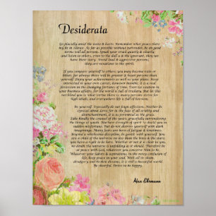 Desiderata op het Rustic Wood Panel met Floral Tri Poster
