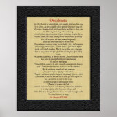 Desiderata op Linen leder lijst Poster (Voorkant)