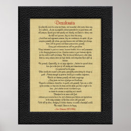 Desiderata op Linen leder lijst Poster