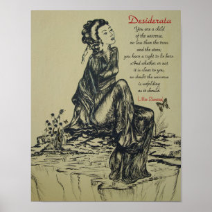 Desiderata op pen- en inkttekening, Aziatische kun Poster