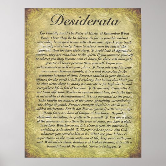 DESIDERATA OVER Antiek papier Poster (Voorkant)