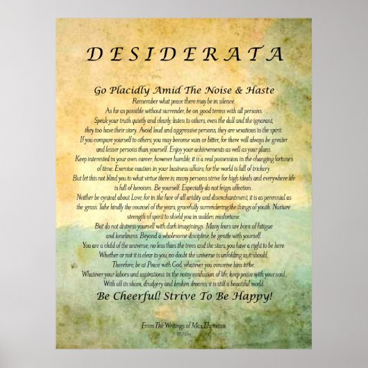 Desiderata over de Abstracte Waterverf van de Groe Poster (Voorkant)